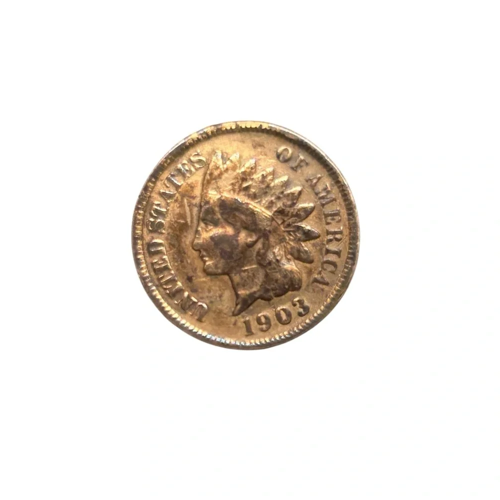 Vintage 1903 Indian Head Penny Cuff Links Tie Bar